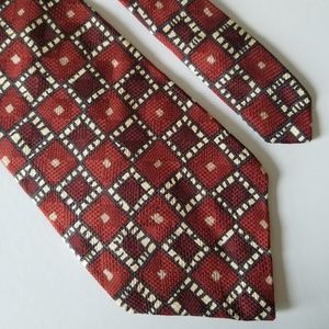 Guess Burgundy Black Tan Silk Men's Tie